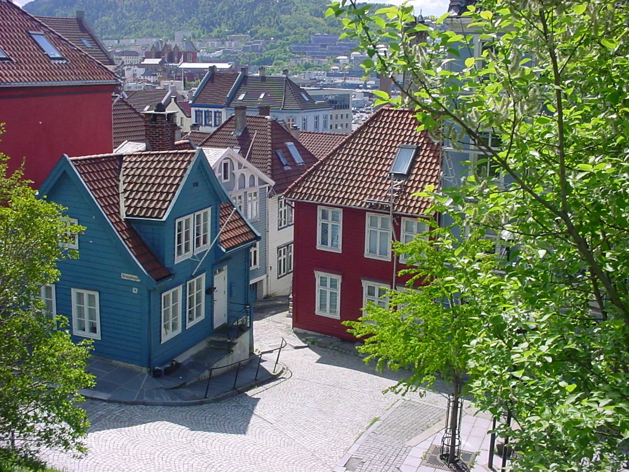 Een smalle straat in Bergen