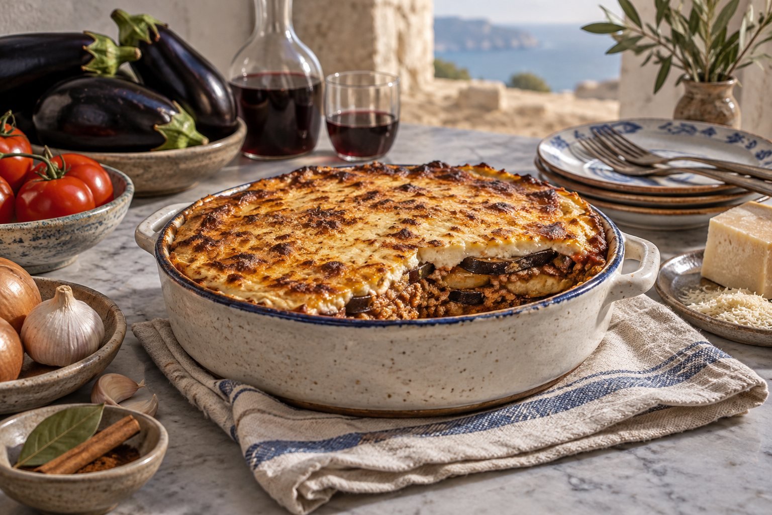 Moussaka — eigen gegenereerde foodfotografie